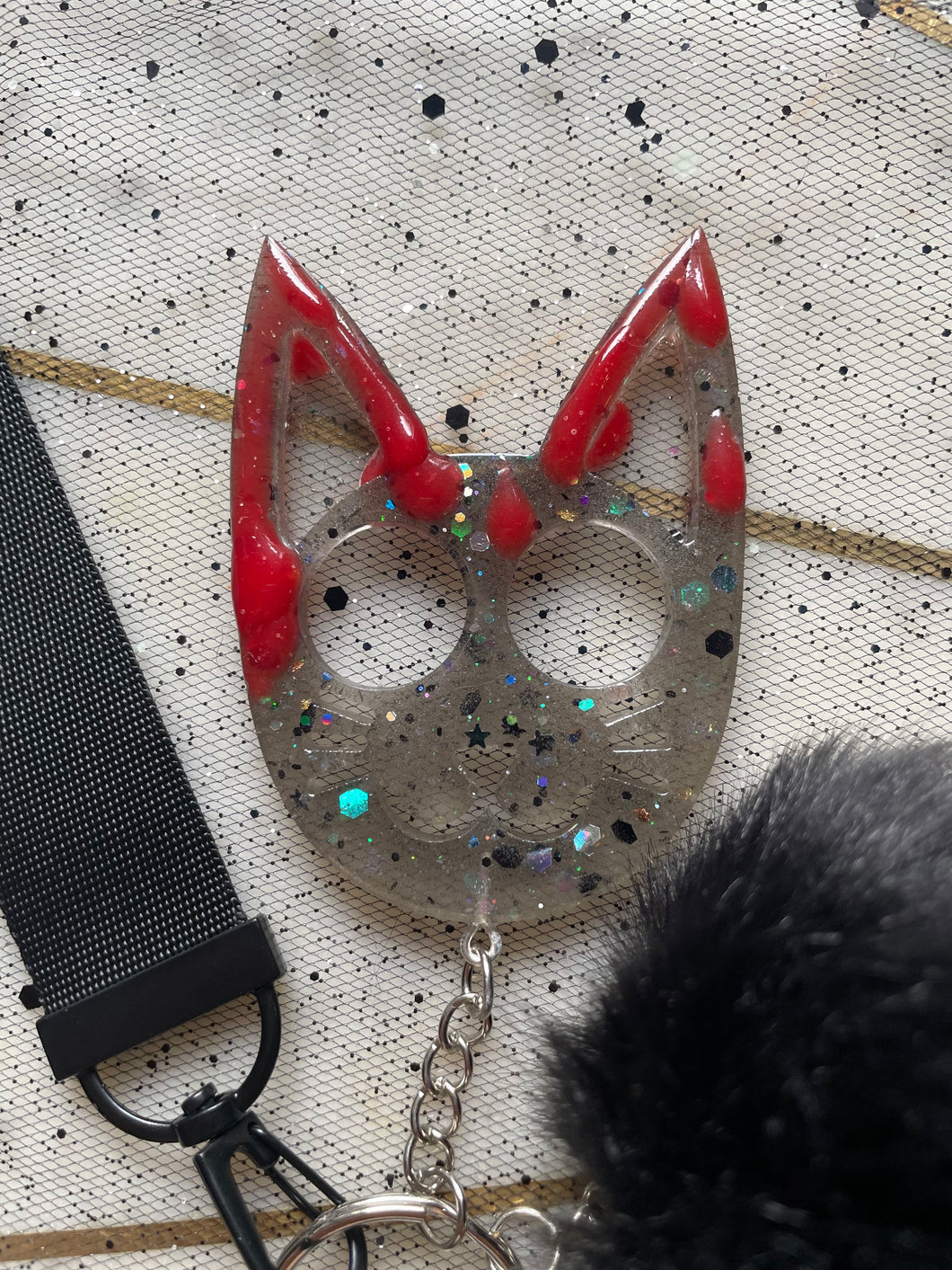 Blood Drip Glittery Cat