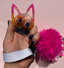 Load image into Gallery viewer, Lisa Frank Cat with beaded lanyard
