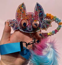 Load image into Gallery viewer, Lisa Frank Bat with beaded lanyard
