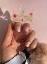 Load image into Gallery viewer, Shimmery Pink Unicorn With Swarovski Gem and Flowers
