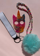 Load image into Gallery viewer, Lisa Frank Unicorn with beaded lanyard
