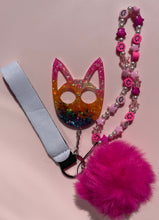 Load image into Gallery viewer, Lisa Frank Cat with beaded lanyard
