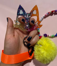 Load image into Gallery viewer, Lisa Frank Fancy Kitty with beaded lanyard
